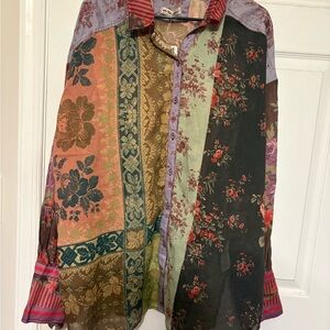 We The Free Multicolor Floral Patchwork Shirt